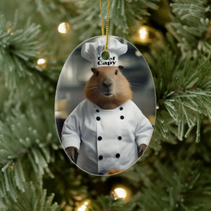 Funny Capybara Chef Ceramic Ornament