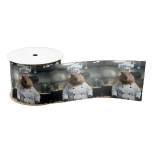 Funny Capybara Chef,  Satin Ribbon