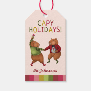 Funny Capybara Christmas Card for Animal Lovers Gift Tags