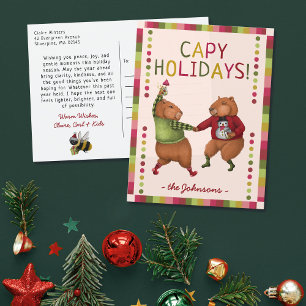 Funny Capybara Christmas Design for Animal Lovers Holiday Postcard