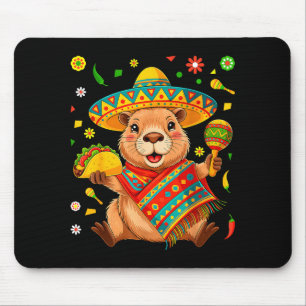 Funny capybara cinco de mayo fiesta sombrero tacoF Mouse Pad