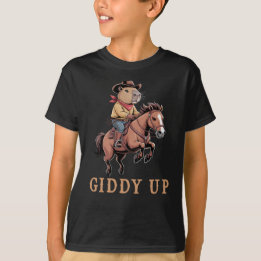 Funny Capybara Cowboy Riding Horse Giddy Up T-Shirt
