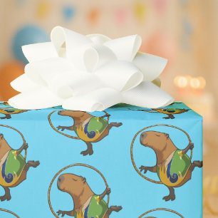 Funny Capybara Dancer Rhythmic Gymnast Cartoon Wrapping Paper