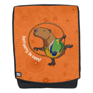 Funny Capybara Don't Worry Be Cappy Cartoon Backpack