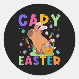 Funny Capybara Easter Day Capy Easter Eggs Capy Lo Classic Round Sticker