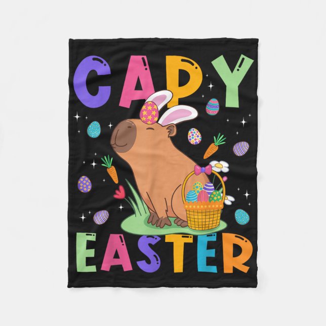 Funny Capybara Easter Day Capy Easter Eggs Capy Lo Fleece Blanket (Front)