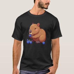 Funny Capybara Eating Blueberry Graphic for Fruit T-Shirt