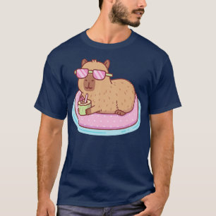 Funny Capybara g On Pink Pool Float T-Shirt