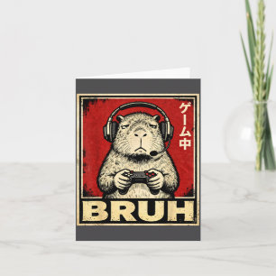 Funny Capybara Gamer Bruh Graphic Tee Men Boys Tee Card