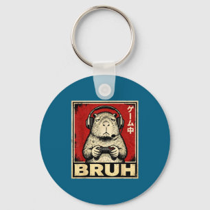 Funny Capybara Gamer Bruh Graphic Tee Men Boys Tee Keychain