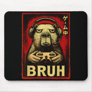 Funny Capybara Gamer Bruh Graphic Tee Men Boys Tee Mouse Pad