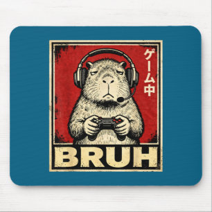 Funny Capybara Gamer Bruh Graphic Tee Men Boys Tee Mouse Pad