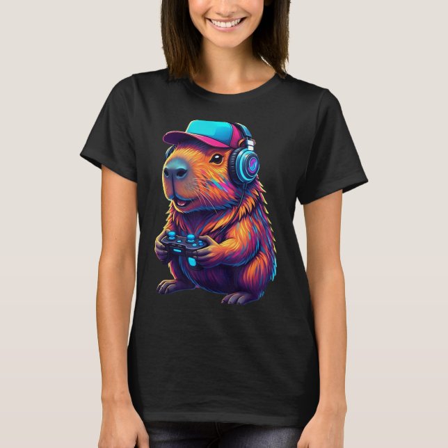 Funny Capybara Gamer Gaming Video Games Capybara  T-Shirt (Front)