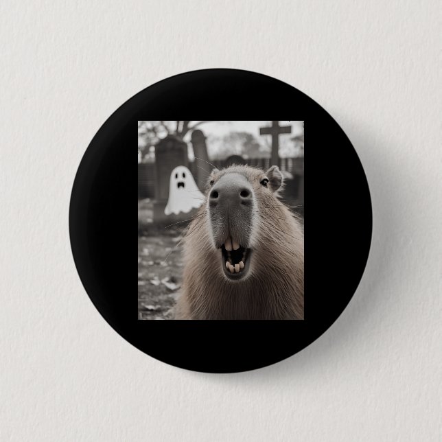 Funny Capybara Ghost Halloween Costume Capybara Ha 2 Inch Round Button (Front)
