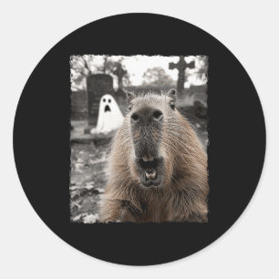 Funny Capybara Halloween Costume Classic Round Sticker