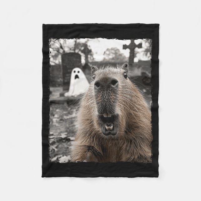 Funny Capybara Halloween Costume  Fleece Blanket (Front)