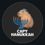 Funny Capybara Happy Hanukkah Chanukah Jewish Men  Classic Round Sticker<br><div class="desc">Funny Capybara Happy Hanukkah Chanukah Jewish Men Women Kids</div>