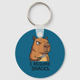 Funny Capybara I Require Snacks Men Women Kids Rod Keychain