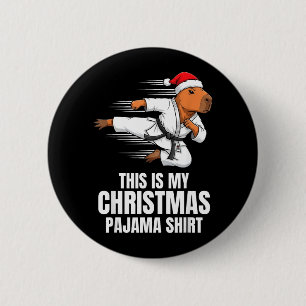 Funny Capybara Karate Taekwondo Judo Christmas 2 Inch Round Button