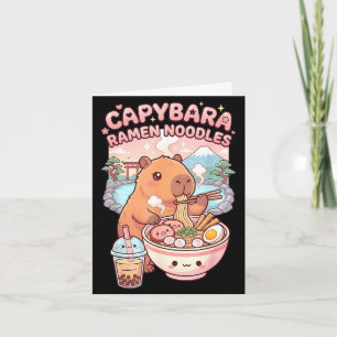 Funny capybara noodle ramen kawaii capybara eating card