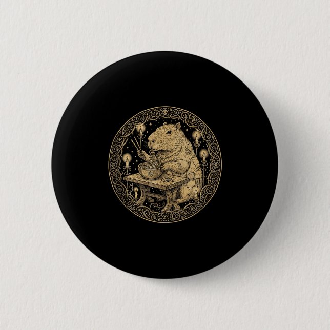 Funny Capybara Old World Medieval Ramen Fantasy Vi 2 Inch Round Button (Front)