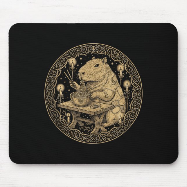 Funny Capybara Old World Medieval Ramen Fantasy Vi Mouse Pad (Front)
