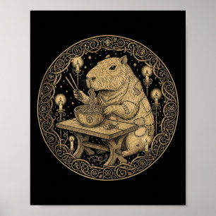 Funny Capybara Old World Medieval Ramen Fantasy Vi Poster