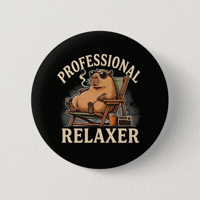 Funny Capybara Professional Relaxer 2 Inch Round Button (Front)