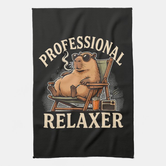 Funny Capybara Professional Relaxer Kitchen Towel (Vertical)