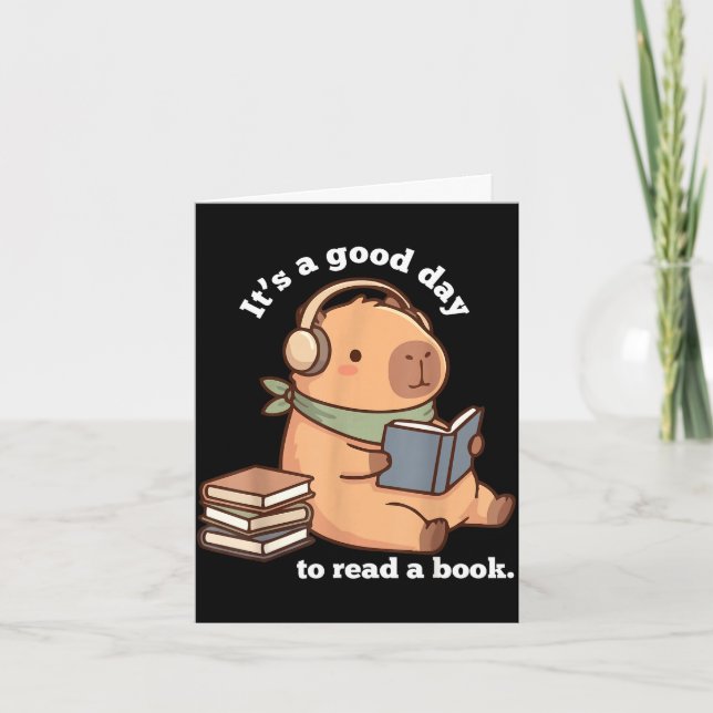 Funny capybara reading a book cute reading for boy card (Front)