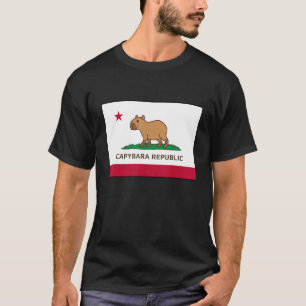 Funny Capybara Republic California Flag T-Shirt