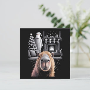 Funny Capybara Selfie with Santa Capy Xmas  Holiday Card