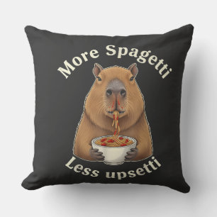 Funny Capybara Spaghetti Pun - More Spaghetti Less Throw Pillow