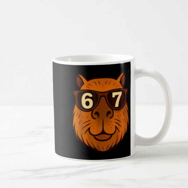 Funny Capybara Sungles 67 Six Seven Meme  Coffee Mug (Right)