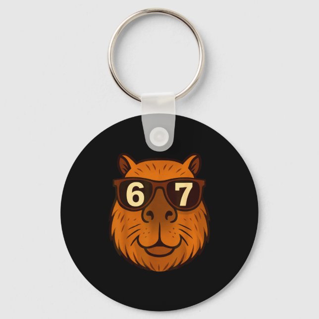 Funny Capybara Sungles 67 Six Seven Meme  Keychain (Front)