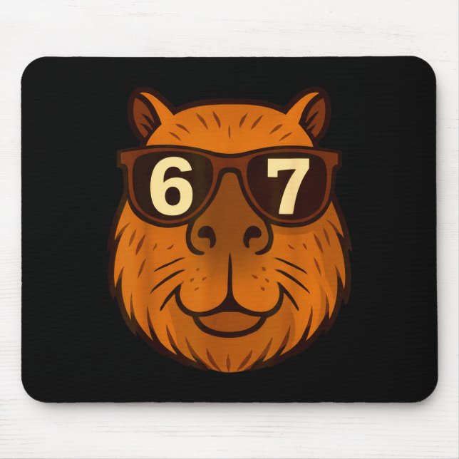 Funny Capybara Sungles 67 Six Seven Meme  Mouse Pad (Front)
