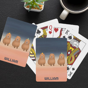 Funny Capybara Triplet Personalized Playing Cards