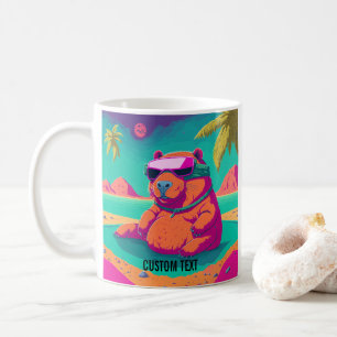 Funny Capybara Tropical Beach Personalized Coffee Mug