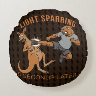 Funny Capybara vs Kangaroo Light Sparring MMA Meme Round Pillow
