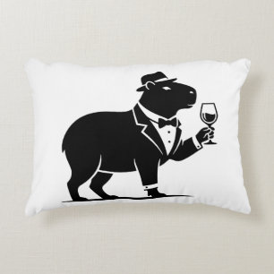 Funny Capybara Wineglass Minimalist Modern Accent Pillow