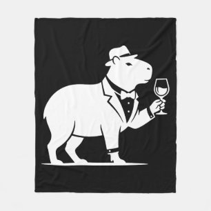 Funny Capybara Wineglass Minimalist Modern Fleece Blanket