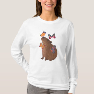 Funny Capybara with Butterfly – Cute Rodent Animal T-Shirt