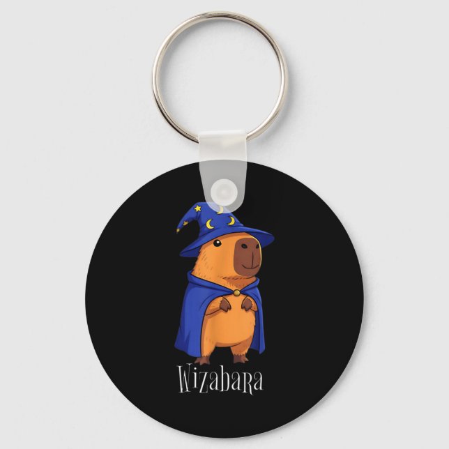 Funny Capybara Wizard Costume Wizabara Graphic Kid Keychain (Front)