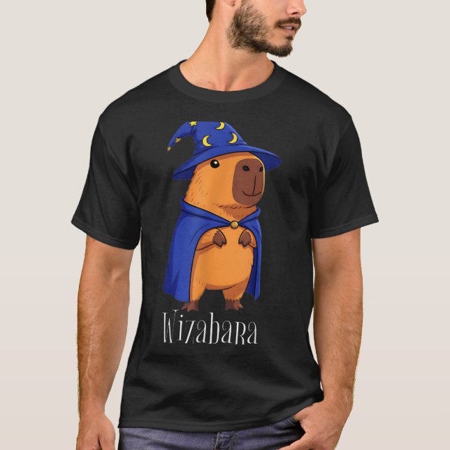 Funny Capybara Wizard Costume Wizabara Graphic Kid T-Shirt (Front)