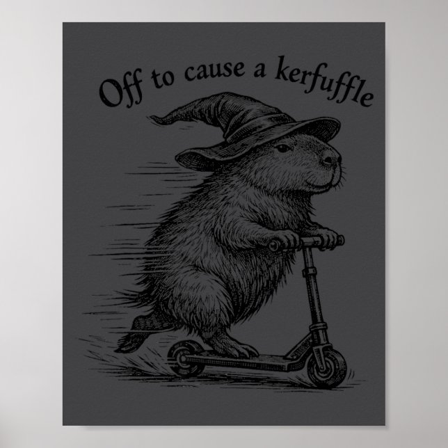 Funny Capybara Wizard Scooter Off Cause Poster (Front)