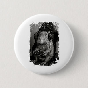 Funny Capyra Gamer Shirt Capyra Playing Video Game 2 Inch Round Button