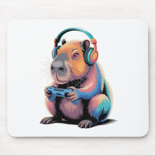 Funny Capyra Gamer Video Gamer Capyra Mouse Pad