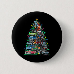 Funny Car Christmas Tree Clic Muscle Cars Tree Lig 2 Inch Round Button