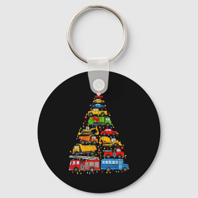 Funny Car Christmas Tree Xmas Light Boys Kids Todd Keychain (Front)