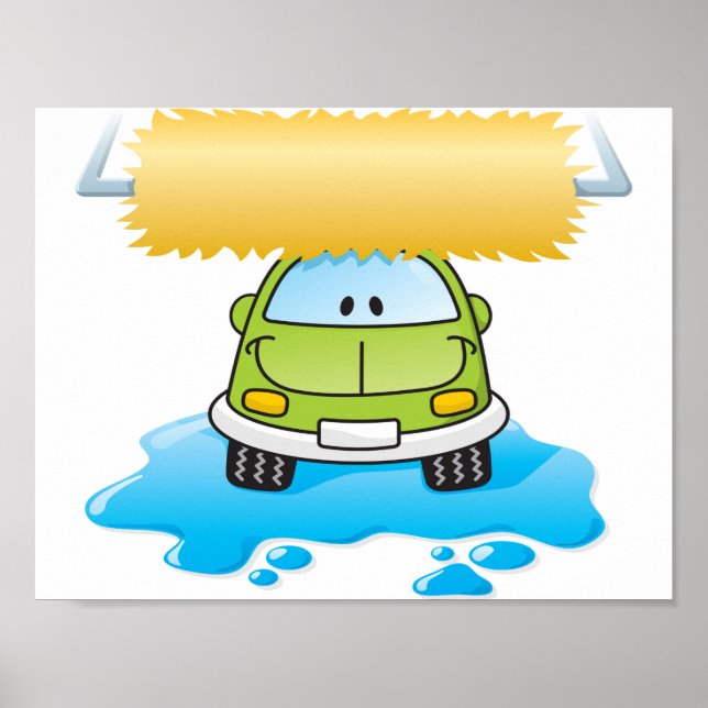 Funny Car In A Car Wash Poster (Front)